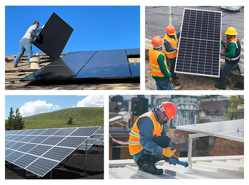 620W Monofacial Solar Panel being fitted - installation examples